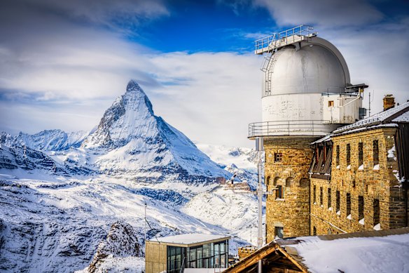 Summit special: Gornergrat observatory and railway station overlooked by the mighty Matterhorn