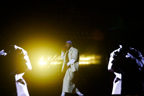 Kendrick Lamar performs at AAMI Park in Melbourne on Wednesday. 