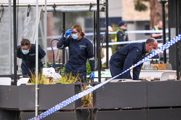 Police at the scene in Keilor East where Gavin Preston was shot.