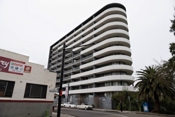 The 10-storey apartment tower on Charles Street in Canterbury.