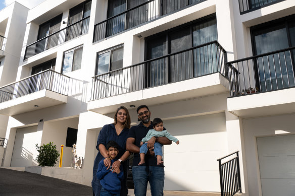 Rishi Bhalodia with his wife, Jay Chaggar-Bhalodia, and their two sons, five-year-old Eli Chaggar-Bhalodia and seven-month-old Noa Chaggar-Bhalodia.