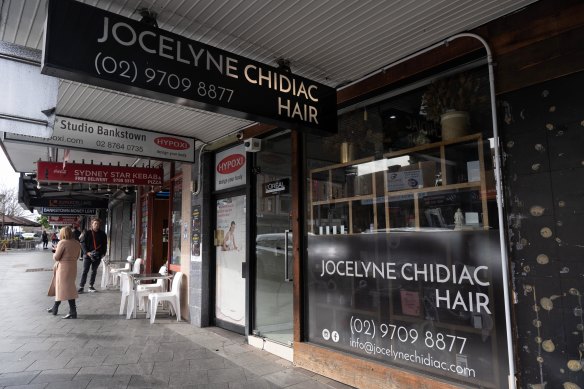 The Bankstown workplace of hairdresser Amneh al-Hazouri, known as Amy, who died after being shot on Saturday night.