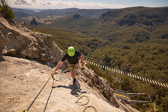 Climbing like Spider Man … tackling Queensland’s via ferrata.