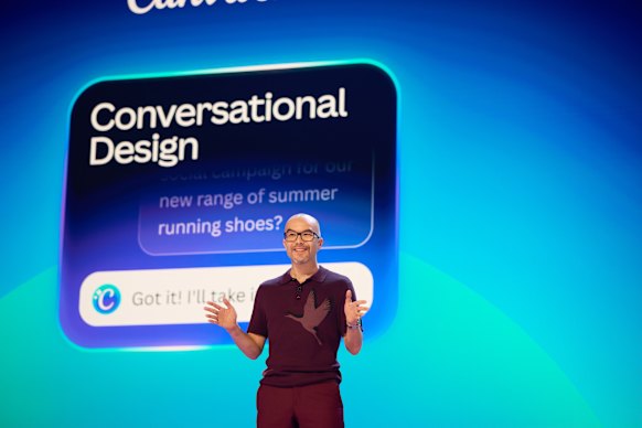 Cameron Adams at the launch of the new AI-based product push in LA.