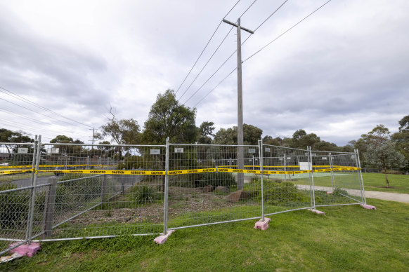 Parts of G.J Hosken Reserve, still behind temporary fencing this week.