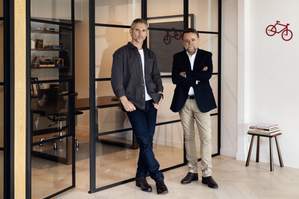 Eric Bana and Robert Connolly in their Melbourne office. 