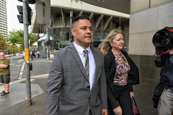 Jarrod Hayne enters court with defence counsel Margaret Cunneen.