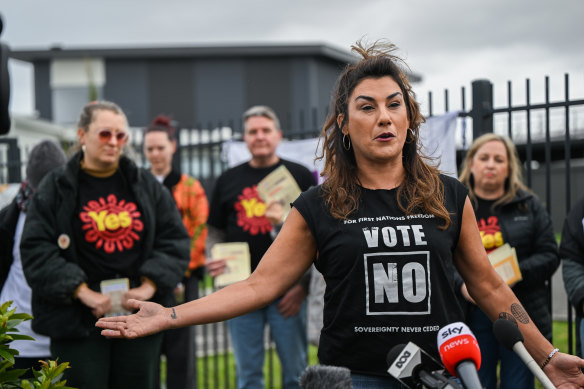 Senator and “progressive No” campaigner Lidia Thorpe votes in the referendum in Melbourne on Saturday.