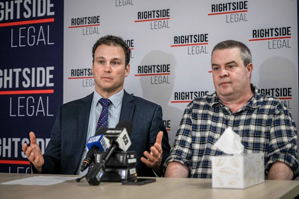 Abuse victim Adam Kneale (right) and his lawyer, Michael Magazanik.