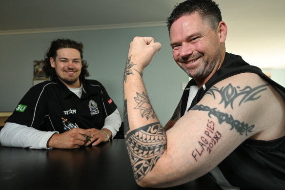AFL grand final 2023: Collingwood Magpies fan messes up his dad's Flagpies  premiership tattoo