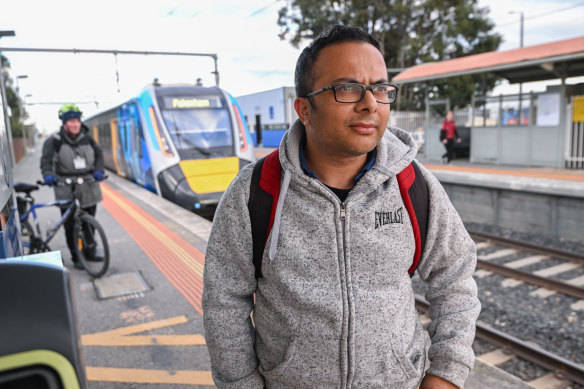 Prashant Choudhary arrives at Officer station on his way home from work in the CBD.