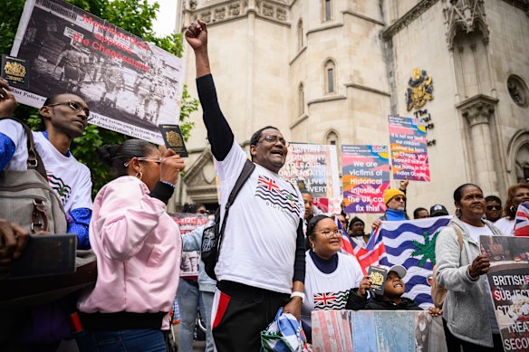 A protest outside the High Court last week against the British government’s plan to return control of the Chagos Islands to Mauritius.