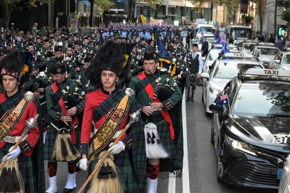 ANZAC Day march on Elizabeth Street.
