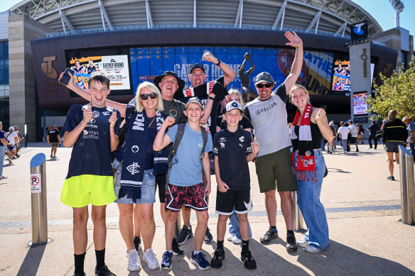 Footy fans prepare for the Gather Round clash with Fremantle.