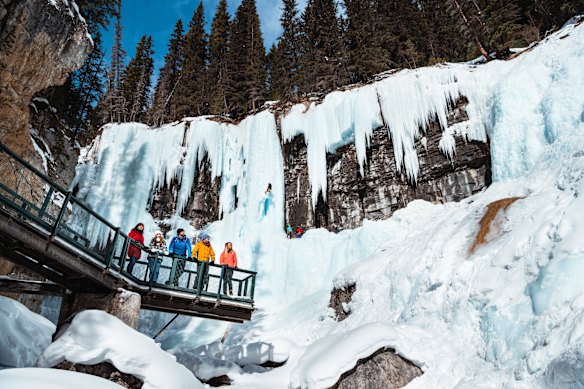The walls of Johnston Canyon, near Banff.
