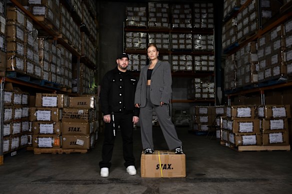 Don Robertson and Matilda Murray at their Banksmeadow warehouse in October 2022.