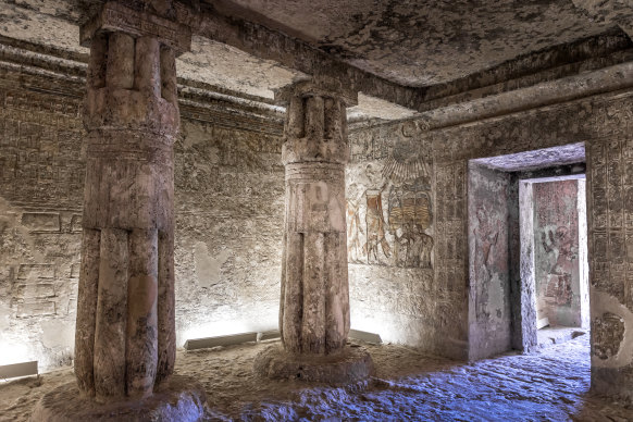 Inside one of the North Tombs in Amarna, Egypt.