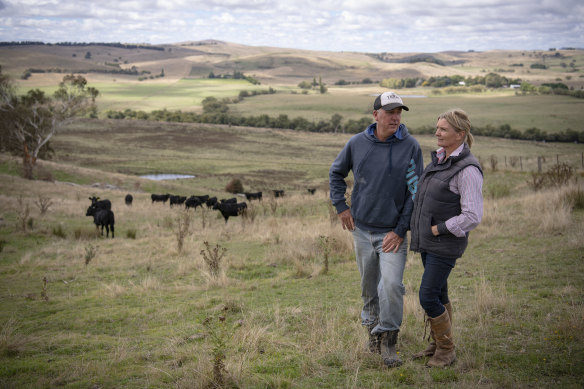 Blayney farmer Rebecca Price, with her husband David, wishes daylight saving was shorter. 