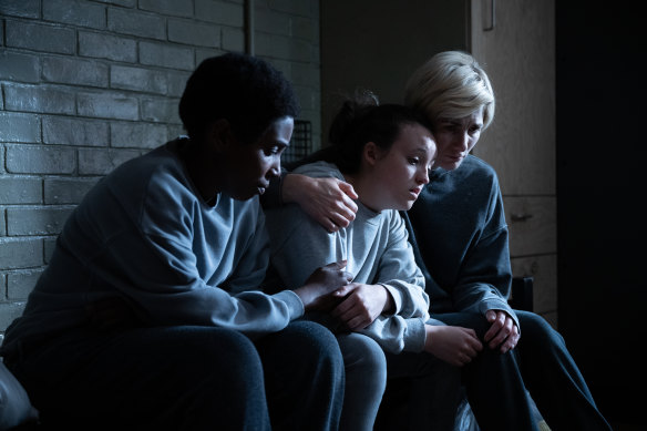 Tamara Lawrence, Bella Ramsey and Jodie Whittaker star in <i>Time</i>.
