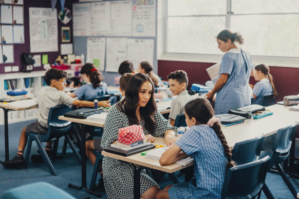 Year 5 students at John The Baptist Catholic Primary School in Bonnyrigg Heights on Tuesday.
