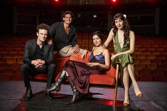 Li (second from right) with fellow NIDA graduates (from left) Jack Patten, JK Kazzi and Teodora Matovic in 2023. 