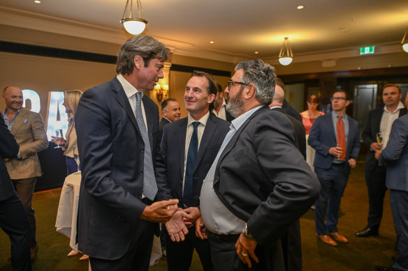 Three AFL chief executives Gillon McLachlan, Andrew Dillon and Andrew Demetriou.