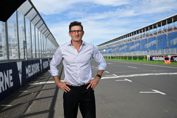 New chief executive of the Australian Grand Prix Corporation, Travis Auld, at the Albert Park track.