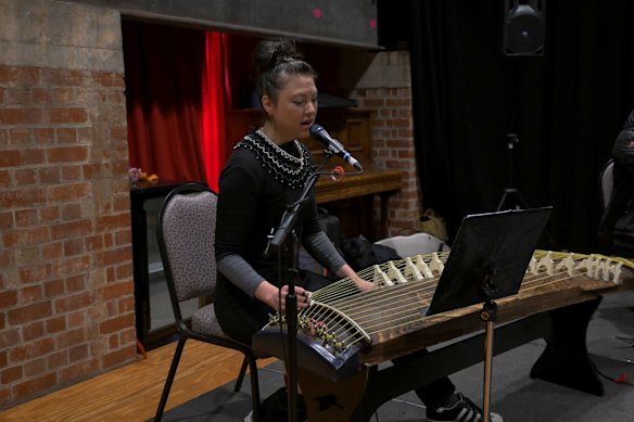 Miyama McQueen-Tokita performs as part of the Australian Art Orchestra’s Smoke Between Mountains.