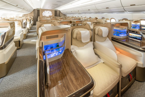 With business class seats arranged 1-2-1, rather than 2-3-2, all passengers have aisle access