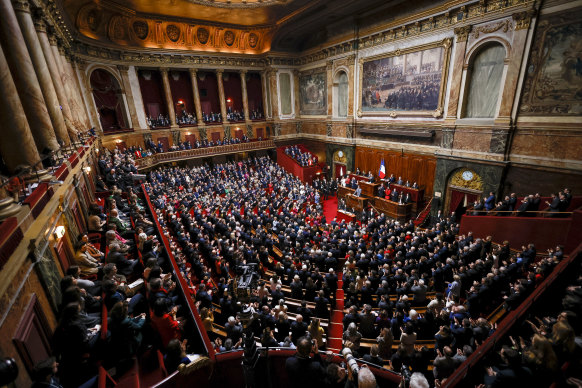 A joint sitting of Parliament at the Palace of Versailles backed a change to the Constitution.