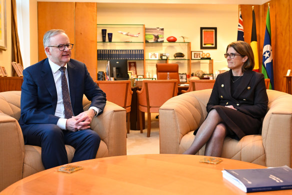Australian Prime Minister Anthony Albanese speaks to incoming RBA governor Michele Bullock today. 