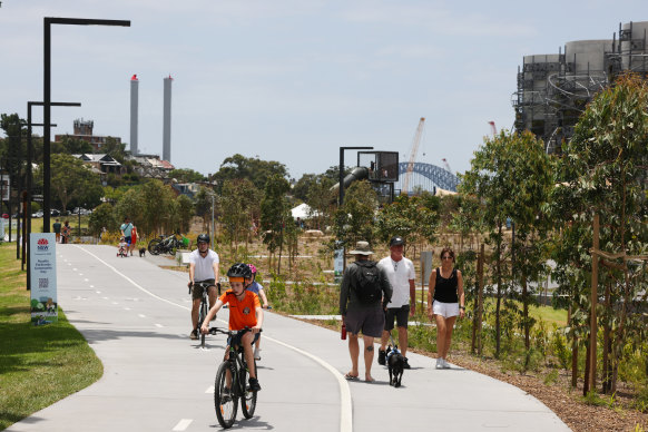 The parkland features 14 kilometres of cycling and walk paths.