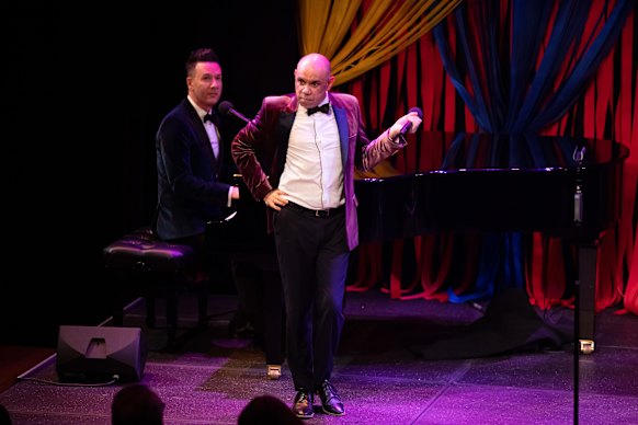 Steven Oliver and Michael Griffiths in Bigger and Blacker at the Sydney Opera House.