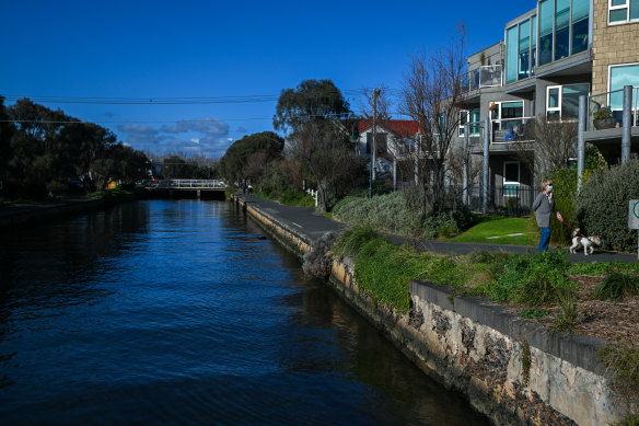 The research indicates much of this area around Elwood Canal will at high risk of water inundation in coming decades.