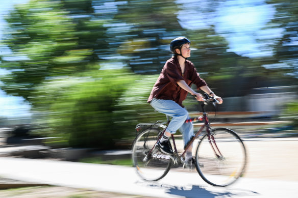 Sophie Miller is back on her bike for the first time since she was a kid. 