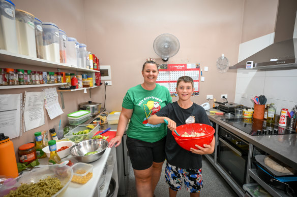 Lisa Froon and son Zachary preparing the Christmas lunch. 