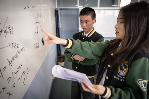 James Ruse Agricultural High School students Sizhe Pan and Vivian Xu sat mathematics extension 2 this year.