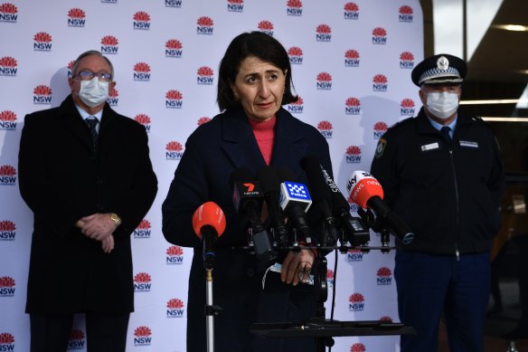 NSW Premier Gladys Berejiklian on Sunday morning at the Royal North Shore Hospital.