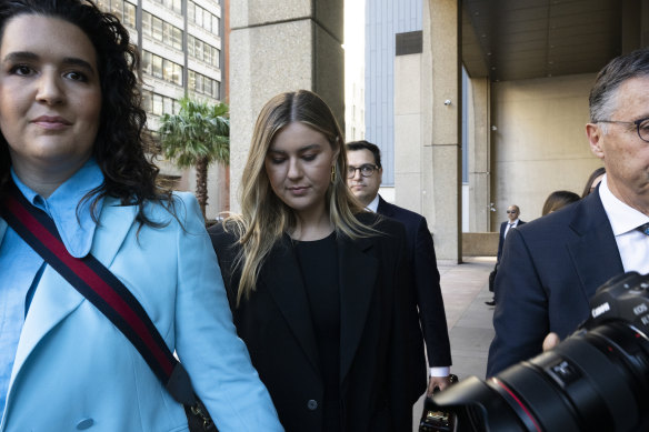Brittany Higgins arrives at the Federal Court on Thursday.