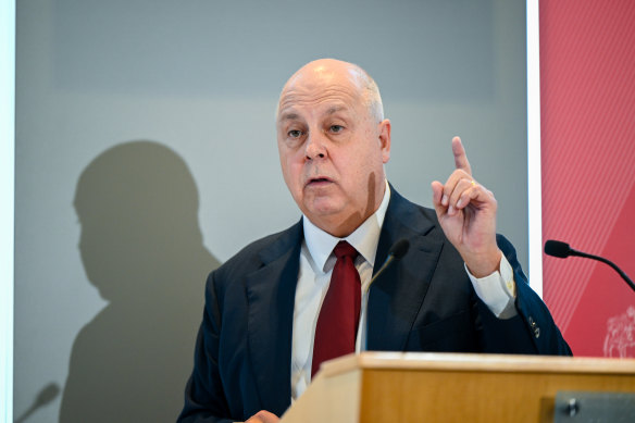 Victorian Treasurer Tim Pallas photographed inside the state budget lock-up on Tuesday. 