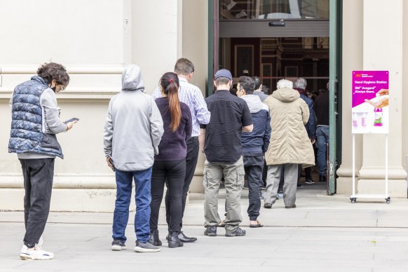 Melburnians line up for their COVID-19 vaccinations on Tuesday, as the city’s cluster grew to nine.