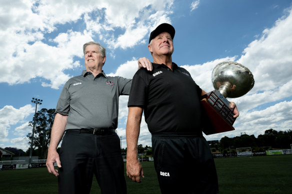 Blacktown City FC coach Mark Crittenden (right) and executive chairman Bob Turner.