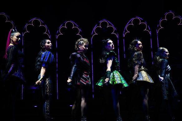 Members of the West End musical SIX performing at the Sydney Opera House Studio in Sydney 2020
