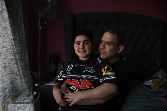 Simon Tadros with his son Nicholas at their Glenmore Park home.