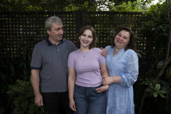 Nika, with her parents Vitalii and Alla, wants to study environmental sciences at university after completing her HSC. 