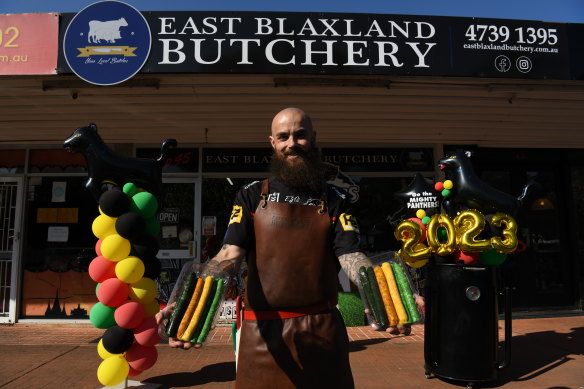 Panther-coloured snags have flown off the shelves of Scott Evans’ East Blaxland Butchery.