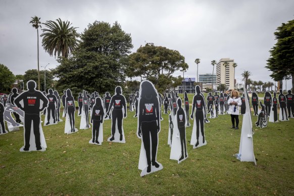 The installation in St Kilda’s Catani Gardens on Sunday.