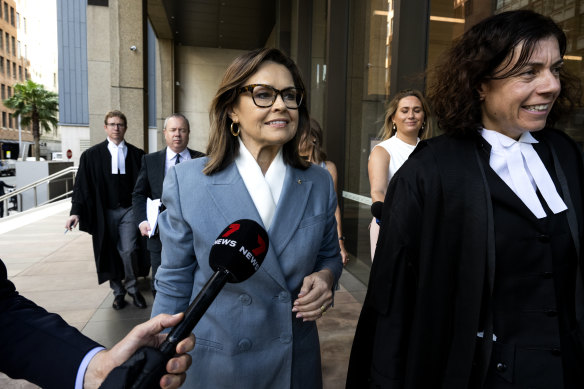 Lisa Wilkinson and her barrister Sue Chrysanthou, SC, outside the Federal Court in Sydney on Friday.