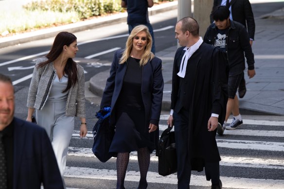 Barrister Gina Edwards (centre) outside the Federal Court in Sydney last week.