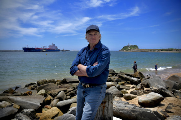 Coal miner Grant Howard at Horseshoe Beach, the site of the Rising Tide protest.